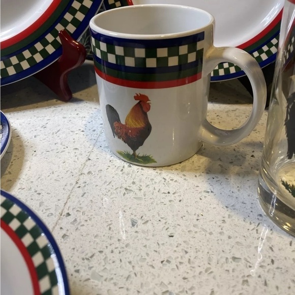 7pc INTL Tableworks Bob Timberlake Ella's Rooster Dinner Place Setting VTG - Picture 5 of 8